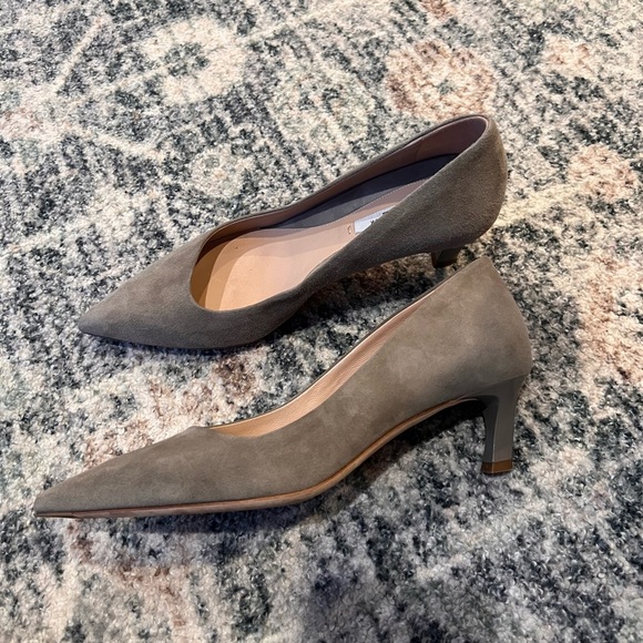 M.M. Lafleur Lillian Suede Heel 37 7 Gray Pump Point Toe Academia MM Lafler - Picture 3 of 7